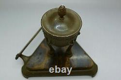 RARE BRONZE ART NOUVEAU c. 1900 FIGURAL INKWELL AMAZING MARBLE ROOTS MUST SEE