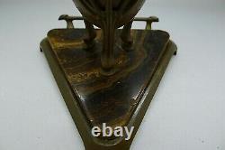 RARE BRONZE ART NOUVEAU c. 1900 FIGURAL INKWELL AMAZING MARBLE ROOTS MUST SEE