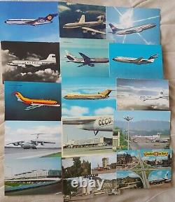 RARE COLLECTION OF 75 POSTCARDS DIFFERENT AIRLINES, AIROPRT & AIRPLANE -must see