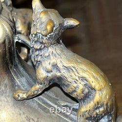 RARE Russian Art Nouveau Antique Metal candlestick 4 BRONZE FOX MUST SEE