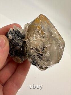 RARE Smokey Skeletal Herkimer Diamond COATED in Calcite Blades MUST SEE