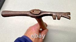 RARE Unusual Cast Iron Double Claw TACK Hammer must see tool collector