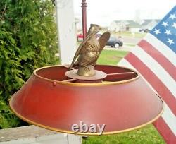 RARE Vintage 1940s 60s Era Metal Hanging Swag Lamp With Brass Eagle MUST SEE WOW