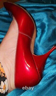 RARE must see, red 1950s pin up vintage heels 8.5 same pair 2 different names