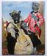 REGAL CANINES original DOG oil painting BOSTON TERRIER/ FRENCH BULLDOG must see