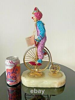 RON LEE 90 SIGNED BRONZE FIGURINE CLOWN 24K GOLD ONYX BASE RARE Must SEE