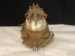 Rare Antique Authentic Shell, Bronze Brass Birds Nest Trinket Box Must See Nr