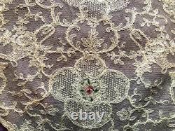 Rare Antique Needlepoint & French Alencon Net Lace 5 Piece Set Must See