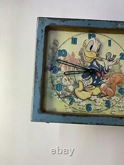 Rare Disney Mantle Clock LSM Made In Scotland Donald Duck 1940's-50's Must See