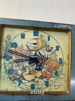 Rare Disney Mantle Clock LSM Made In Scotland Donald Duck 1940's-50's Must See