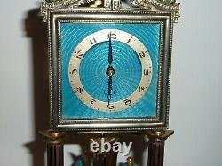 Rare Guilloche Blue Enamel 400 Day Anniversary Torsion Clock Must See