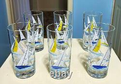Rare Lot Of (6) Vintage Culver Sailing / Sailboat Drinking Glasses. Must See