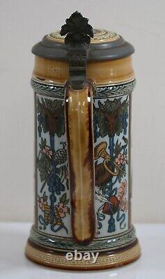 Rare METTLACH 1/2 Liter Stein # 1655 Schuhplattler / Tyrolean Dance Must See