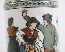 Rare METTLACH 1/2 Liter Stein # 1655 Schuhplattler / Tyrolean Dance Must See