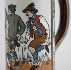 Rare METTLACH 1/2 Liter Stein # 1655 Schuhplattler / Tyrolean Dance Must See