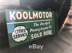 Rare Original Cities Service Gas Flange Sign Koolmotor Oil Must See Barn Fresh