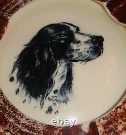 Rare Pennsbury Pottery Hand Painted Dog Ashtray Signed Must See