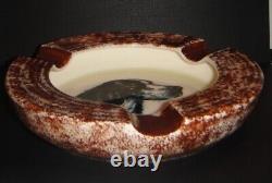 Rare Pennsbury Pottery Hand Painted Dog Ashtray Signed Must See