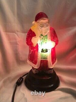 Rare Vintage Christmas Hand Painted Santa Claus Figure Lamp Night Light Must See