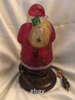 Rare Vintage Christmas Hand Painted Santa Claus Figure Lamp Night Light Must See