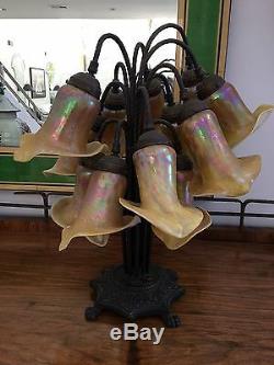 SENSATIONAL VINTAGE Art Nouveau 12 Shade Tulip Lamp MUST SEE