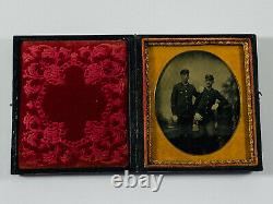 STUNNING 1/6th Plate Indian War Soldiers in Uniform MINT image in Case MUST SEE