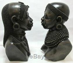 Samburu TRIBE African Woman and Man Sculpture Art Head Statue WOW! MUST SEE