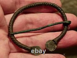 Saxon complete! Bronze bracelet with later Saxon pin. Must see description LA73y