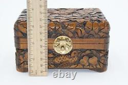 Set of 3 Vintage Asian Hand-Carved Wooden Boxes Bird & Floral Designs MUST SEE