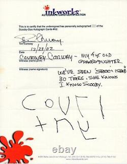 Signed Contract TIM CONWAY Inkworks AUTOGRAPH Card Certification Scooby MUST SEE