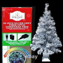 Silver & Grey Fiber Optic Christmas Tree Ever-changing Colors / Must See Video