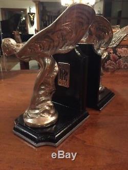 Spirit of Ecstasy Rolls Royce Black Lacquer Book Ends Custom Made MUST SEE