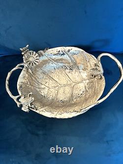 Star Home Decor Metal Lily Pad Frog Handled Bowl Large 16 x 4 RARE Must SEE