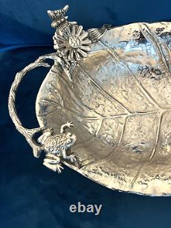 Star Home Decor Metal Lily Pad Frog Handled Bowl Large 16 x 4 RARE Must SEE