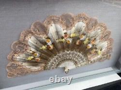 Stunning Framed Hand Painted Victorian Fan Must see