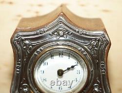 Stunning Mother & Child 1906 Sterling Silver Repouse Mantle Clock Must See