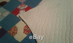 Stunning Very Vintage BOW TIE QUILT 77 x 62 Machine Quilted Must See