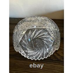 Stunning antique cut glass bowl many facets must see American Brilliant