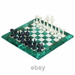 Sublime Solid Malachite And Marble Medium Sized Chess Set Must See Pictures