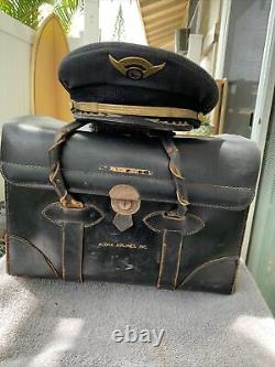 Super Rare Aloha Airlines Pilot Bag And Cap With Wings Must See