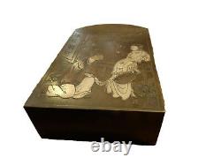 Superb Chinese Ink Bronze Box Wit Figures. You Must See