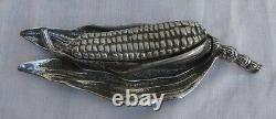 Superb Cob Corn Inkwell, Nickeled Bronze, Very Detailed, Very Rare, Must See