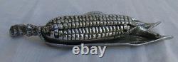 Superb Cob Corn Inkwell, Nickeled Bronze, Very Detailed, Very Rare, Must See