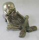 Superb Flirty Eyes Skeleton Inkwell, Nickeled Bronze, Very Detailed, Must See