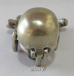 Superb Flirty Eyes Skeleton Inkwell, Nickeled Bronze, Very Detailed, Must See