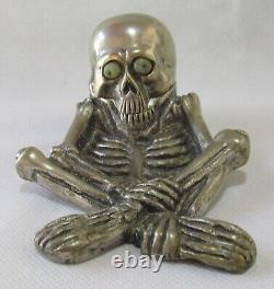 Superb Flirty Eyes Skeleton Inkwell, Nickeled Bronze, Very Detailed, Must See