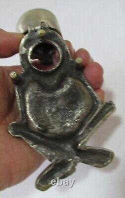 Superb Flirty Eyes Skeleton Inkwell, Nickeled Bronze, Very Detailed, Must See