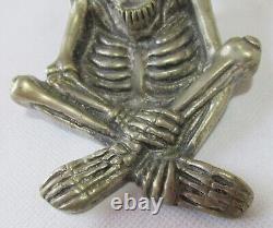 Superb Flirty Eyes Skeleton Inkwell, Nickeled Bronze, Very Detailed, Must See