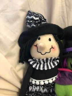 Three Adorable Vintage Halloween Witch Dolls. Must See
