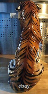 Tiger Statue, made in Italy, 21in tall, Groupo Bell Europa Ceramics MUST SEE